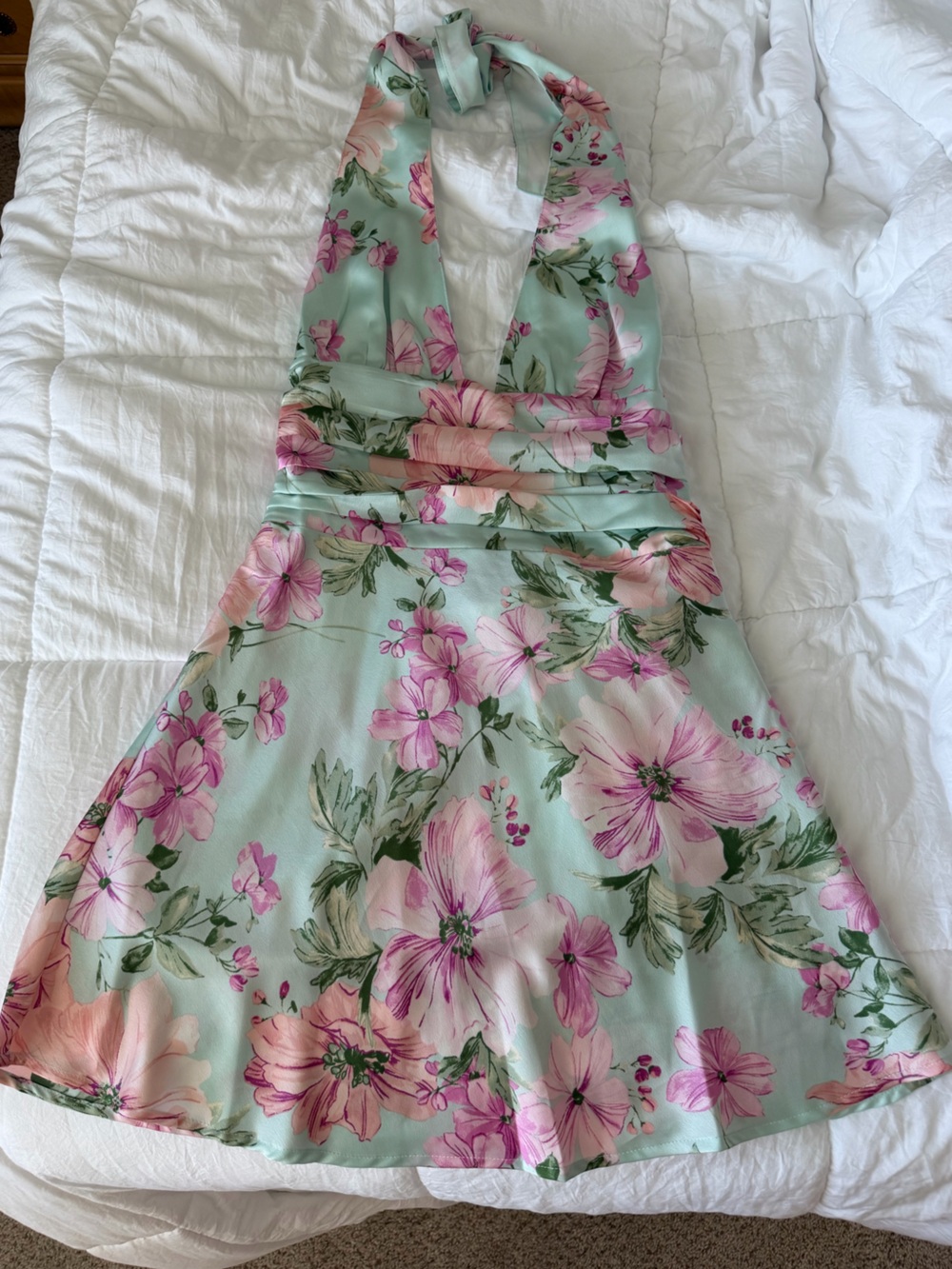 Boutique Mint Green Floral Halter Sundress
